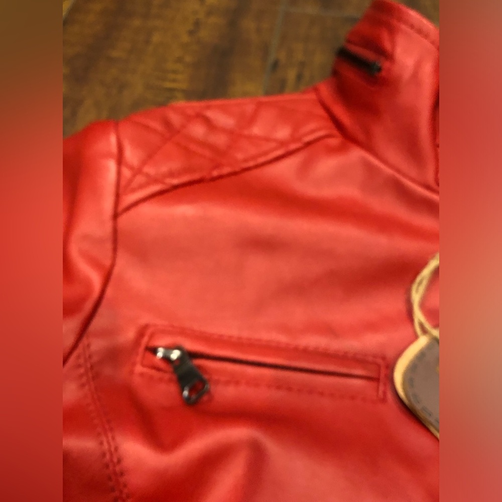 Cavalini Faux Leather Motorcycle Fashion Jacket Size MEDIUM- Rose Red NWT - Picture 11 of 15